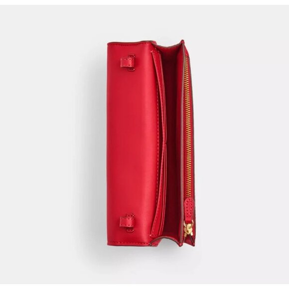 NWT Anna Foldover Clutch Crossbody Signature Canvas Leather Walnut Brown - Picture 3 of 11